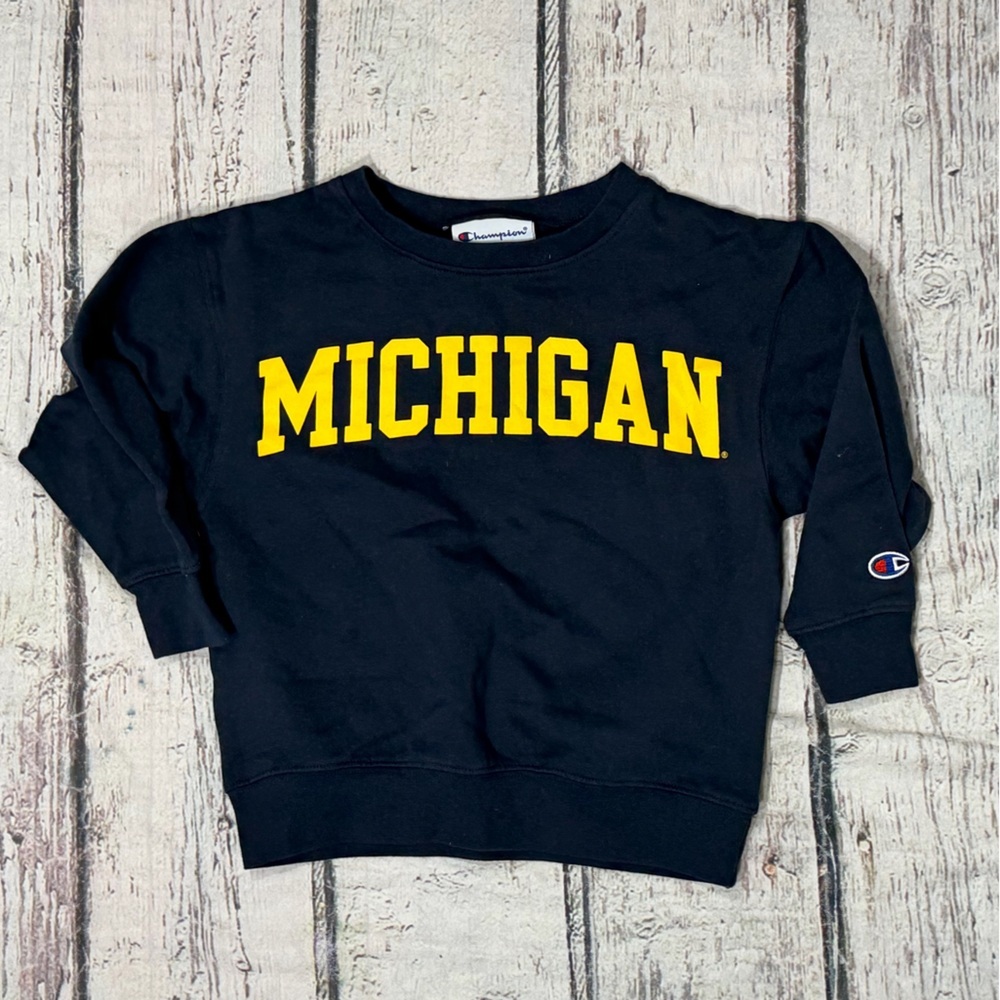Michigan Wolverines Champion Blue Crewneck Boys Kids Youth Sweatshirt